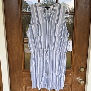 Striped Blue and White Sleeveless Romper